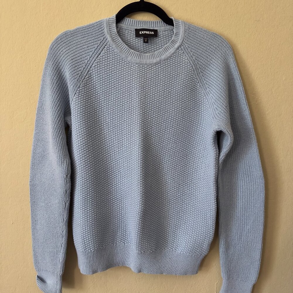 Light Blue Ribbed Crew Neck Sweater